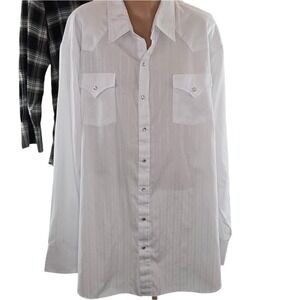 Ely Cattleman Shirt Lot Mens 3XL Tall/Big‎ White Black Plaid Western Pearl Snap